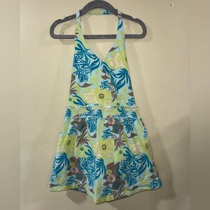 SO wear it declare it size small 7/8 green Tropical Floral Halter Dress